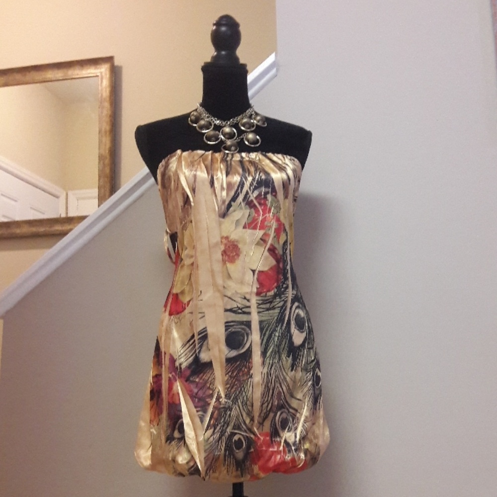 Chesley/ Satiny/ Floral/ Bubble Hem/ Dress